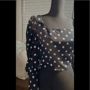 Square Neck Blouse Black & White Polka
